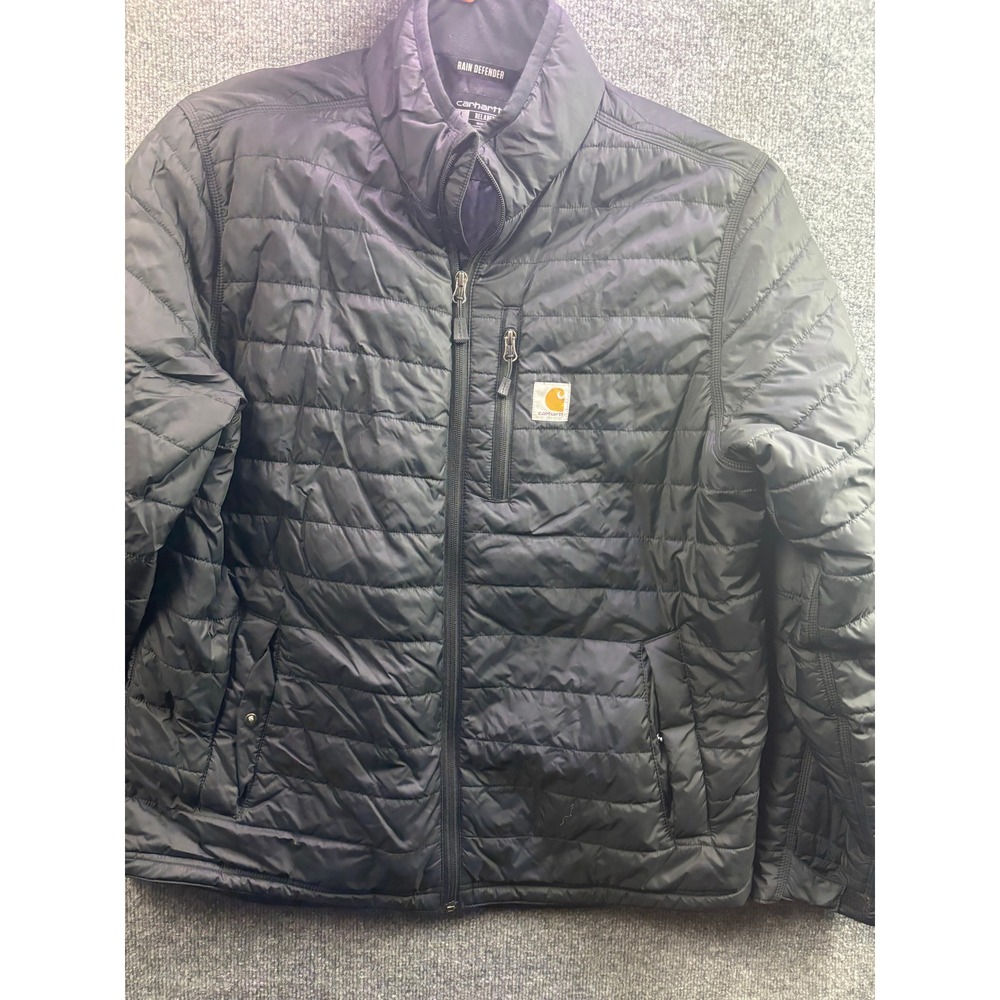 Carhartt Rain Defender Jacket Mens L Tall Black Relaxed Fit Quilted OJ2208-M